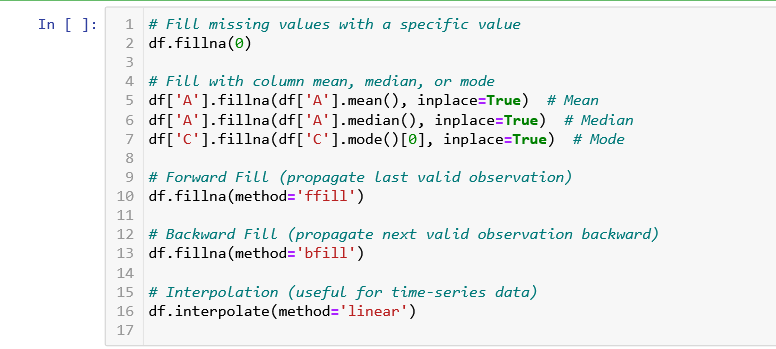 filling missing values